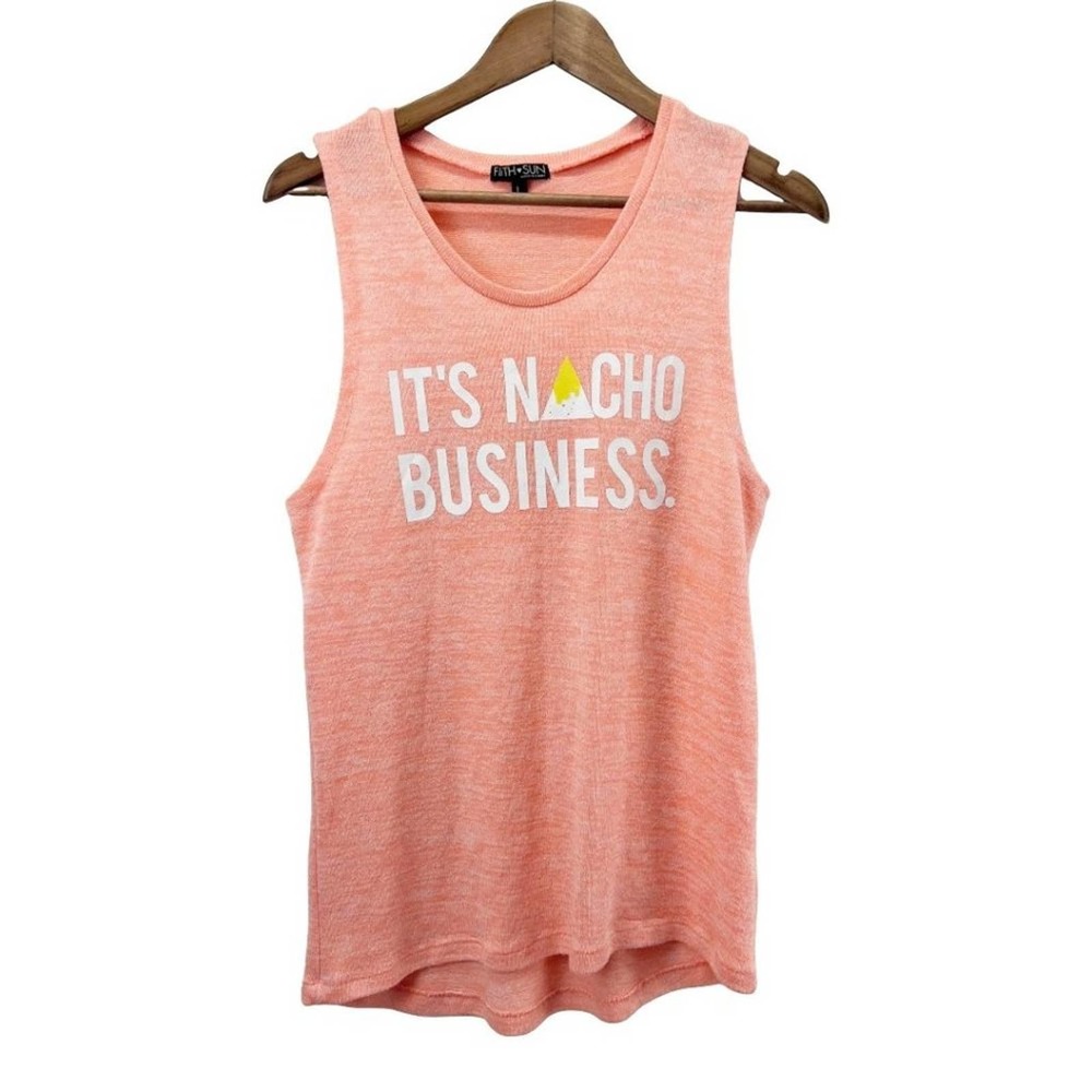 Fifth Sun It's Nacho Business Peach Sweater Knit Tank Top L